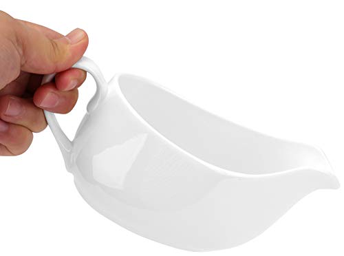 Yesland 2 Pcs 15 oz Gravy Boat, Ceramic White Easy-Pour Gravy Boat for Dining, Holiday Meals & Parties - Image 4