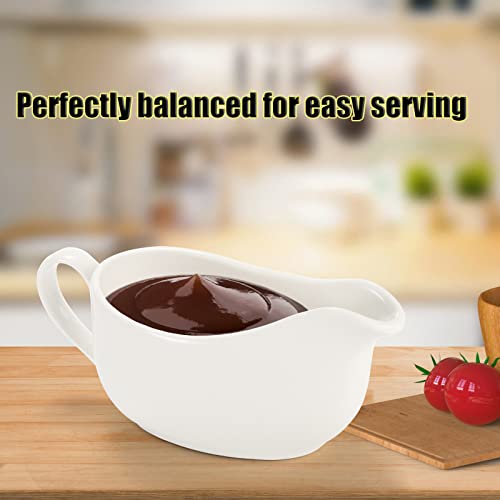 Yesland 2 Pcs 15 oz Gravy Boat, Ceramic White Easy-Pour Gravy Boat for Dining, Holiday Meals & Parties - Image 5
