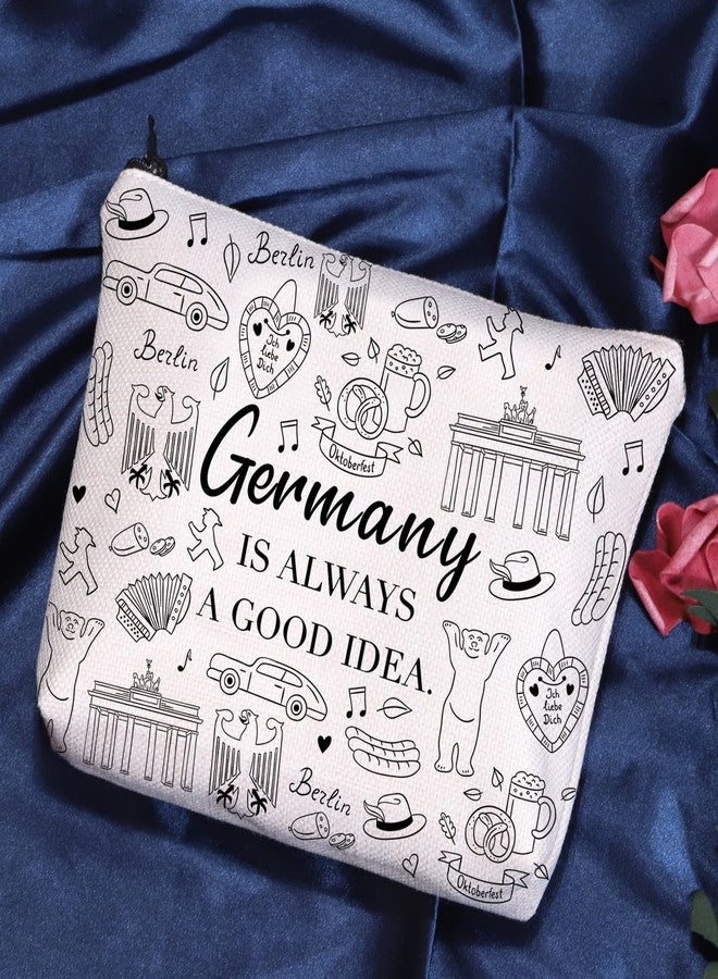 POFULL Germany Gift Germany is Always A Good Idea Traveler Makeup Bag German Symbols Gift (Germany is Always Cosmetic Bag) - Image 5