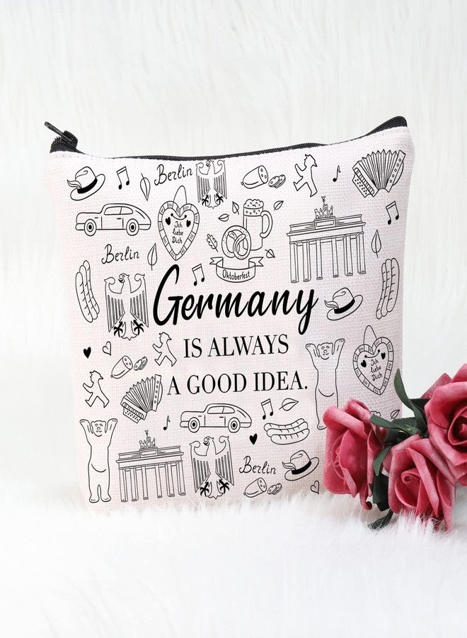 POFULL Germany Gift Germany is Always A Good Idea Traveler Makeup Bag German Symbols Gift (Germany is Always Cosmetic Bag) - Image 3