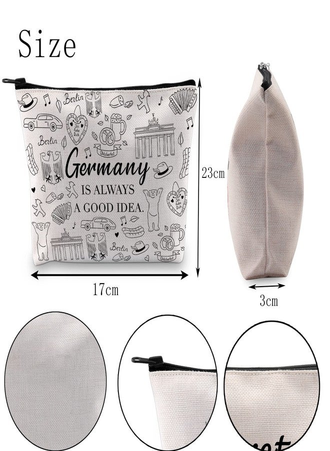 POFULL Germany Gift Germany is Always A Good Idea Traveler Makeup Bag German Symbols Gift (Germany is Always Cosmetic Bag) - Image 2