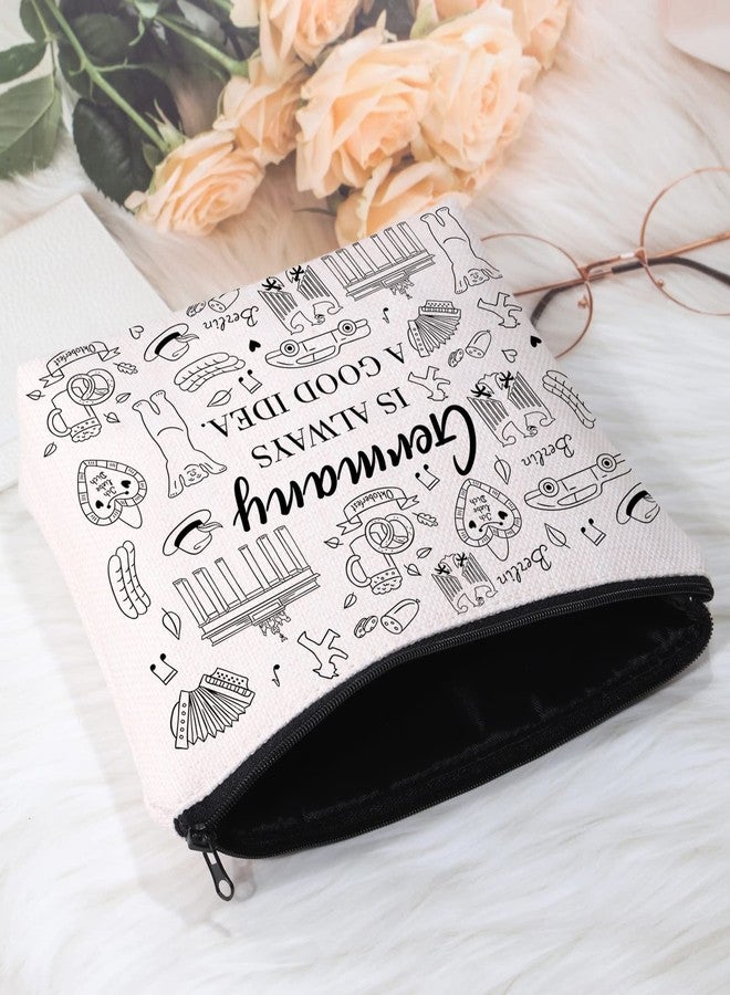 POFULL Germany Gift Germany is Always A Good Idea Traveler Makeup Bag German Symbols Gift (Germany is Always Cosmetic Bag) - Image 4