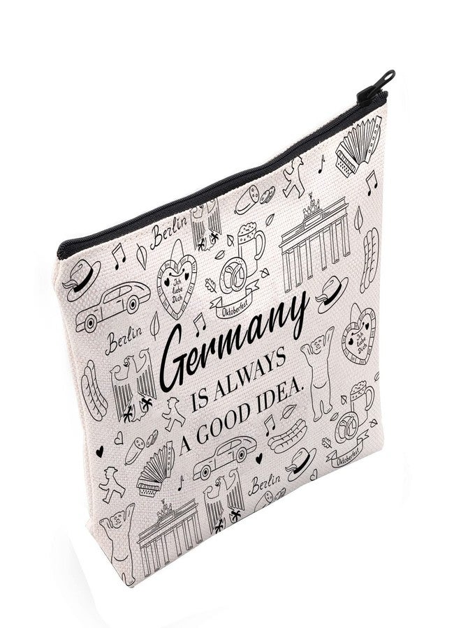 POFULL Germany Gift Germany is Always A Good Idea Traveler Makeup Bag German Symbols Gift (Germany is Always Cosmetic Bag) - Image 1
