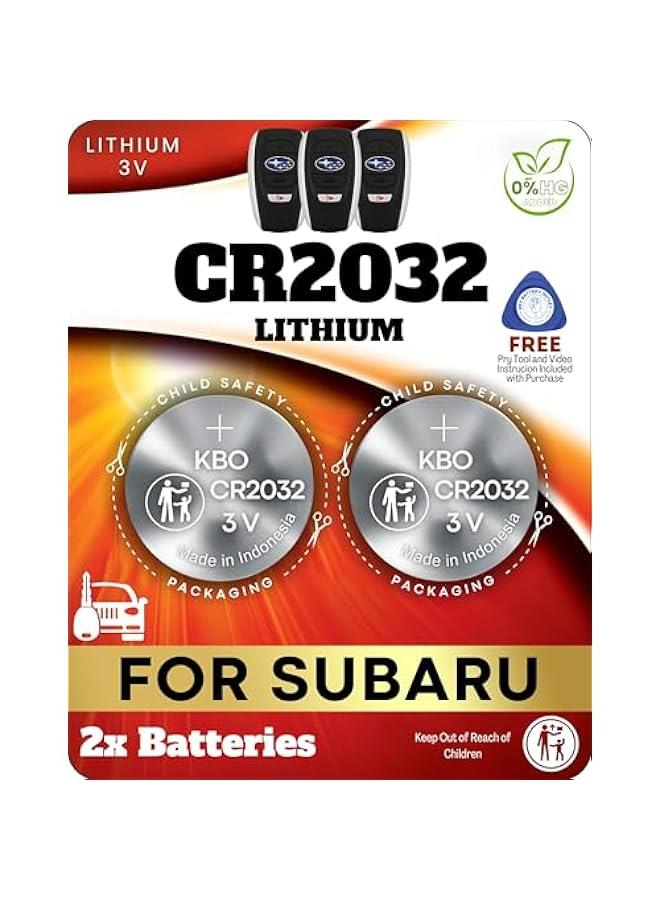 Arabest Key Fob Battery Replacement for Subaru CR2032 (2 Pack) - Fits Outback, Forester, Crosstrek, Ascent, Impreza, Legacy, WRX, BRZ - Compatible with Smart FOBS - Check Fitment Guide - Image 1