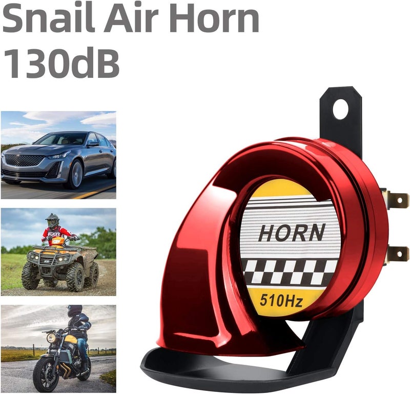 SEINECA Snail Air Horn Waterproof 130DB Universal High Tone 510HZ 12V Electric Horn for Motorcycle Auto Car Siren Scooter(Red). - Image 2