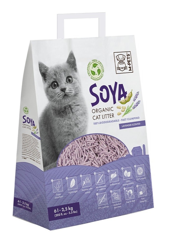 mpets Soya Organic Cat Litter Lavender Scented 6 L – 100% Biodegradable
