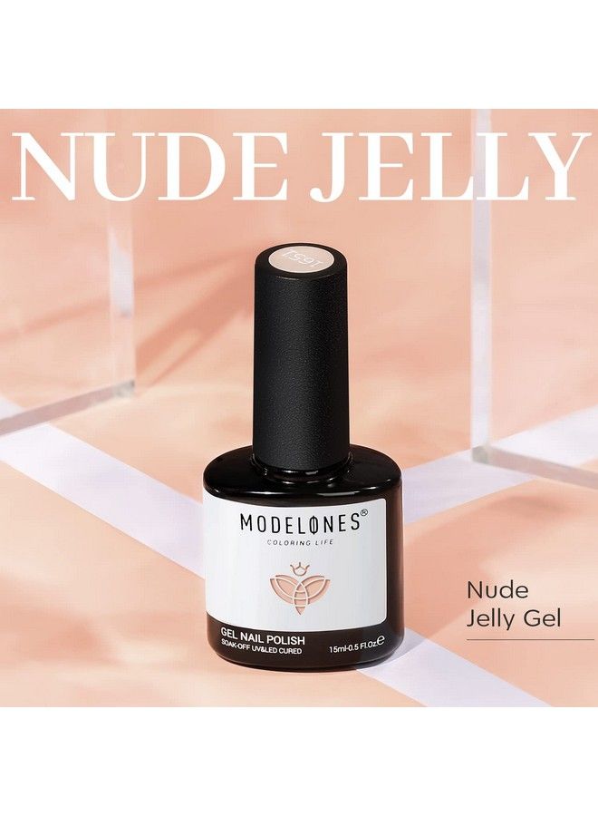 modelones Gel Nail Polish 1 Pcs 15Ml Transparent Jelly Neutral Gel Polish Set 2022 Popular Sheer Nude Color Nail Gel Polish Kit Soak Off Led Salon Diy At Home Gel Nail Manicure Gift For Women Girls - Image 3