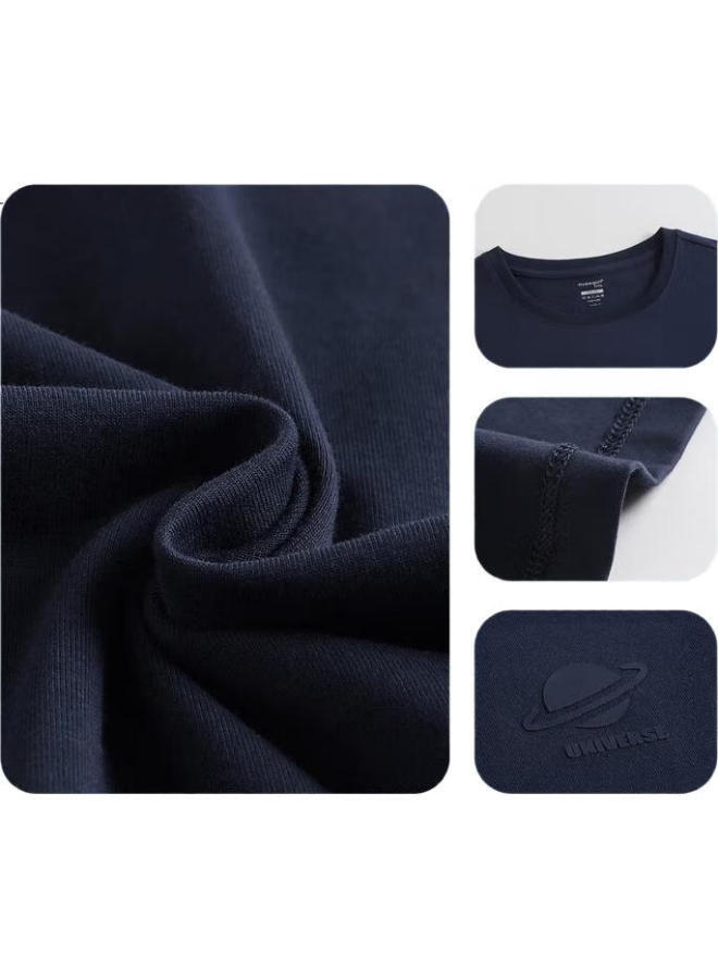 Threegun Kids' Cool Ice Spring Cotton Anti-Mite Antibacterial Round Neck Short Sleeve T-Shirt Deep Hidden Blue 130 - Image 2