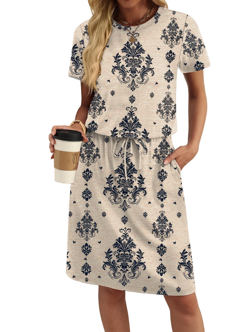 OFEEFAN Summer Dresses for Women 2026 Sundresses Casual Long Flowy Beach Vacation Date Cruise Essentials Floral with Pockets XL - Image 2