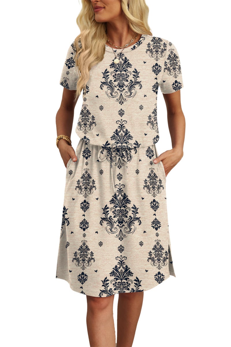 OFEEFAN Summer Dresses for Women 2026 Sundresses Casual Long Flowy Beach Vacation Date Cruise Essentials Floral with Pockets XL - Image 4
