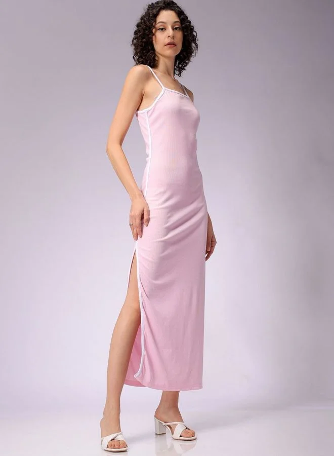 Women Regular Fit Solid Square Neck Sleeveless Maxi Dress