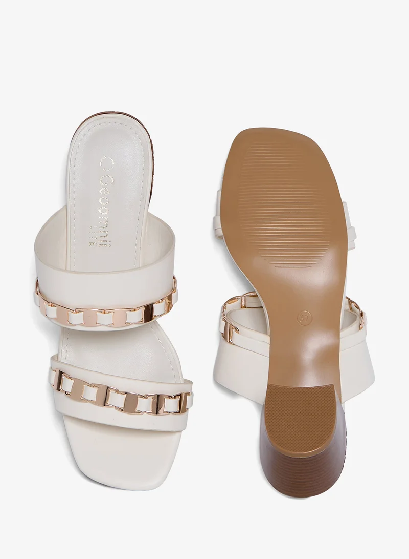 Geoomnii CREAM Geoomnii Mid Heel Sandals for Women – Comfortable Stylish Heeled Sandals for Office, Party & Daily Wear for Women | Best Price UAE