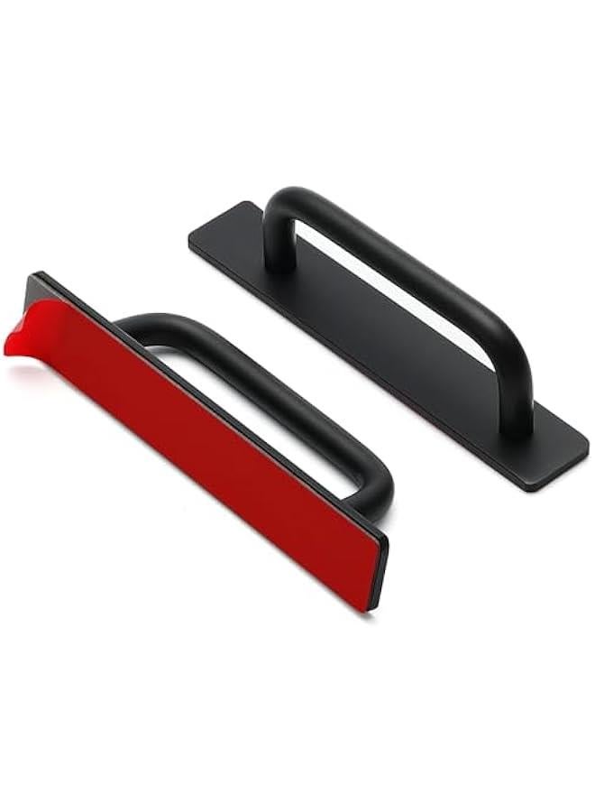 Adhesive Cabinet Handles Self Stick Drawer Pulls Stick on Handle Black Cabinet Pulls No Drilling Push Pull Helper for Kitchen Cabinet Window Sliding Closet Door Handle - 5.83, 2 Pack  - Image 1