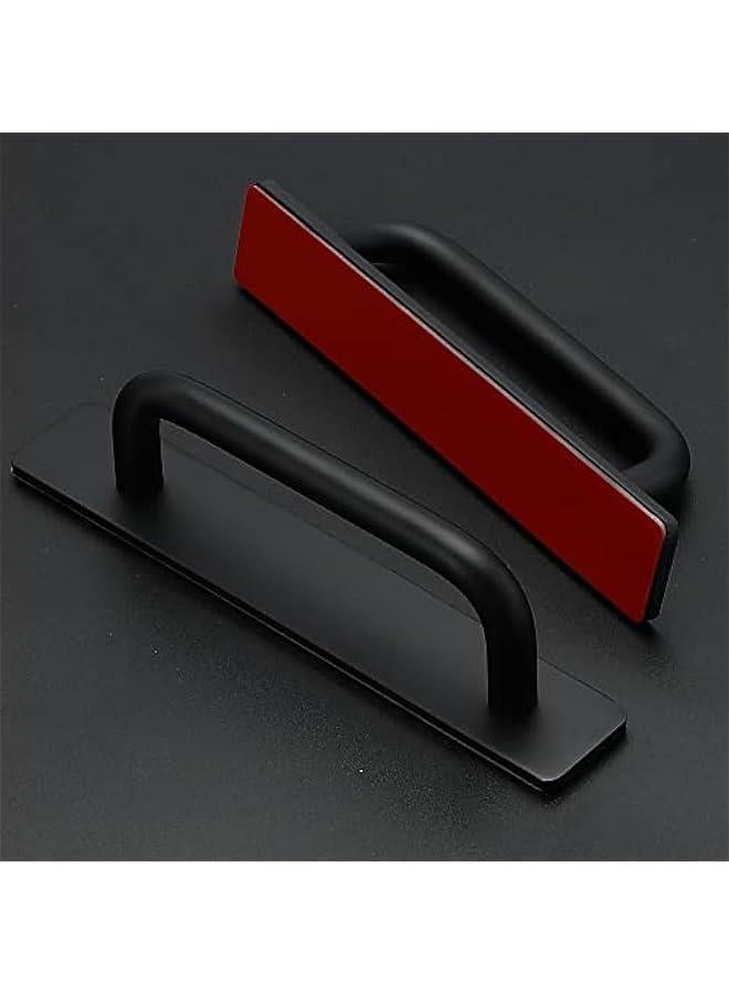 Adhesive Cabinet Handles Self Stick Drawer Pulls Stick on Handle Black Cabinet Pulls No Drilling Push Pull Helper for Kitchen Cabinet Window Sliding Closet Door Handle - 5.83, 2 Pack  - Image 2