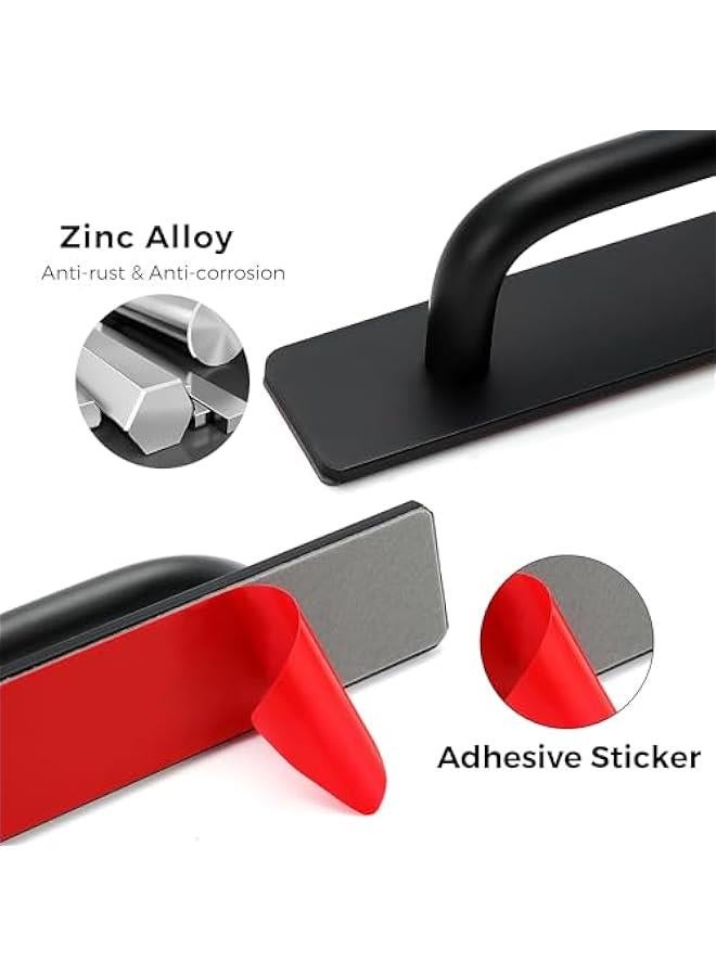 Adhesive Cabinet Handles Self Stick Drawer Pulls Stick on Handle Black Cabinet Pulls No Drilling Push Pull Helper for Kitchen Cabinet Window Sliding Closet Door Handle - 5.83, 2 Pack  - Image 3