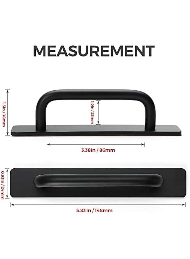 Adhesive Cabinet Handles Self Stick Drawer Pulls Stick on Handle Black Cabinet Pulls No Drilling Push Pull Helper for Kitchen Cabinet Window Sliding Closet Door Handle - 5.83, 2 Pack  - Image 4