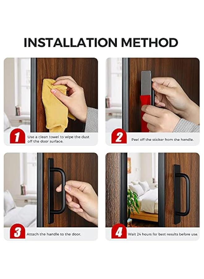 Adhesive Cabinet Handles Self Stick Drawer Pulls Stick on Handle Black Cabinet Pulls No Drilling Push Pull Helper for Kitchen Cabinet Window Sliding Closet Door Handle - 5.83, 2 Pack  - Image 5