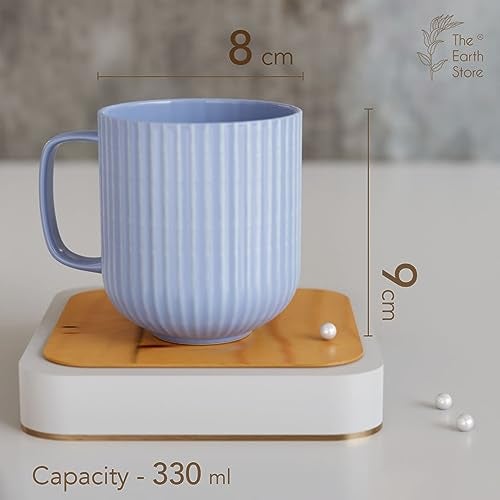 The Earth Store Microwave Safe Pastel Fringe Blue Ceramic Coffee/Milk Mug with Handle Best Gift to Friends, Anniversary(Set of 6) - Image 2
