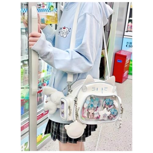 Vobomo Cute Cat Ita Bag Pin Display Backpack for School Preppy Backpack for Girls Y2k Aesthetic Single Shoulder Crossbody (White Bag) - Image 5