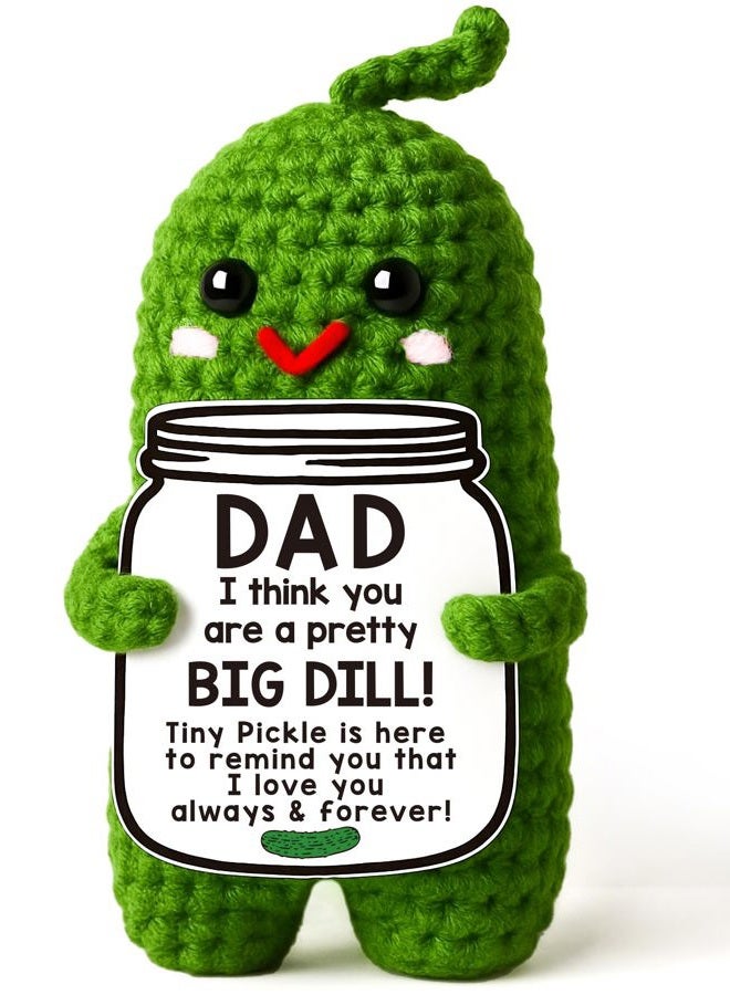 MAMAGIFTREE Valentines Dad Gifts from Daughter or Son,Handmade Crochet Pickle Birthday Gifts for Dad -I Love Best Daddy Ever Gift Thank You Daddy Funny Emotional Care Desk Decor - Image 1