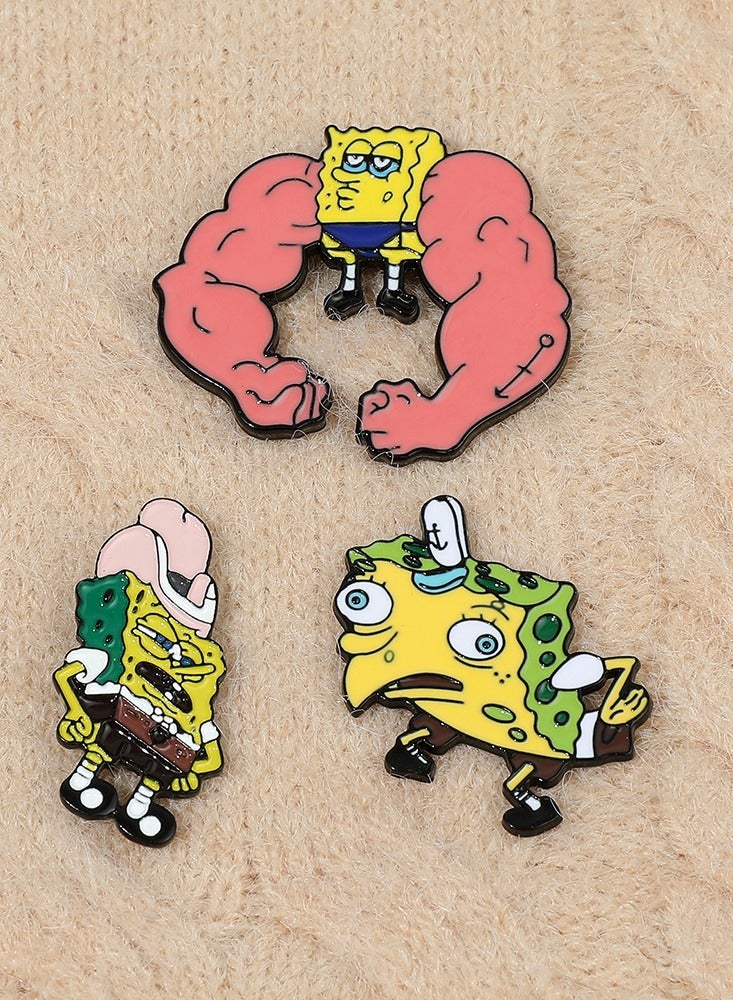 9-pack of cartoon SpongeBob Patrick metal badges, painted brooch accessories - Image 4