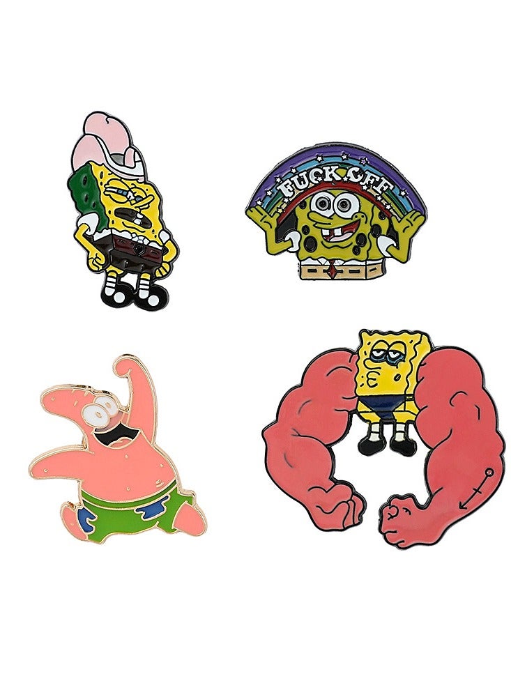 9-pack of cartoon SpongeBob Patrick metal badges, painted brooch accessories - Image 5