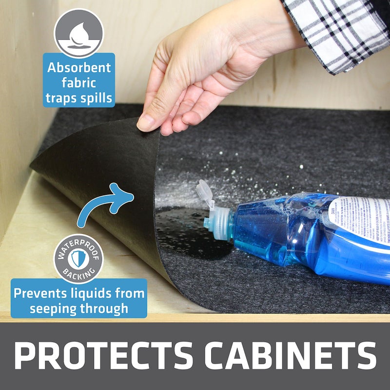 Drymate Premium Under Sink Mat, Waterproof Cabinet Protection Mats for Kitchen & Bathroom, Absorbent Shelf Liners, Slip-Resistant, Non-Adhesive, Machine Washable (USA Made)(24â€x29â€)(Charcoal) - Image 2