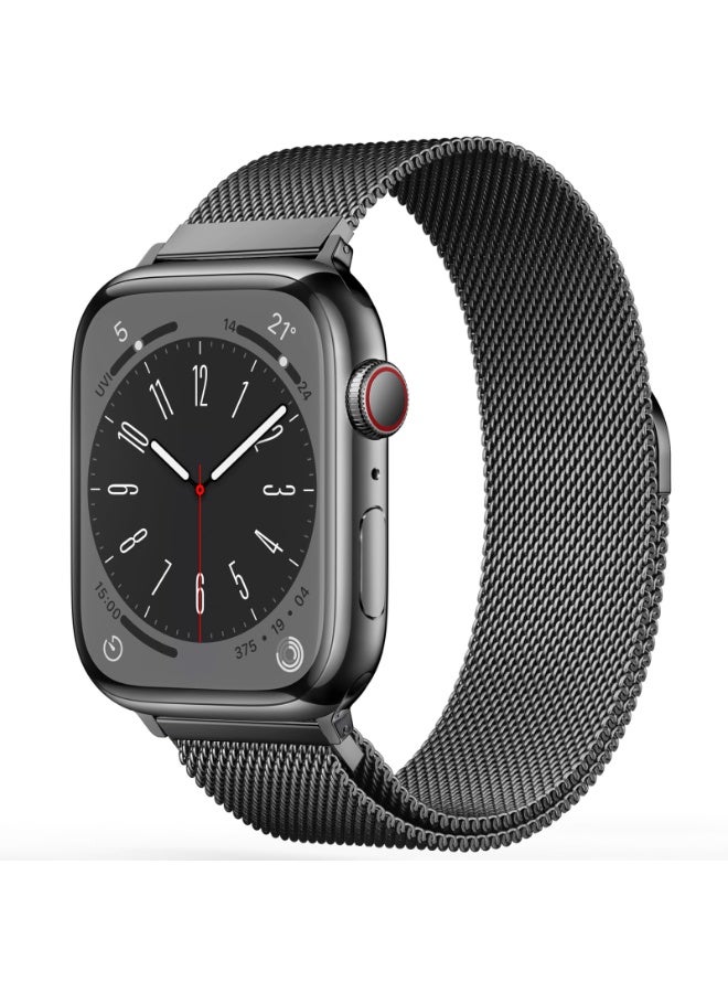 الأصلي الفولاذ المقاوم للصدأ حلقة ميلانو متوافقة مع أبل ساعة حزام 42mm 44mm 45mm 46mm 49mm ، مناسبة لسلسلة Iwatch 10 ، 9 ، Se ، 8 7 6 5 4 3 2 1 ، Ultra ، W Omen & Man (الأسود ، 42/44/45/46/49mm) - Image 1