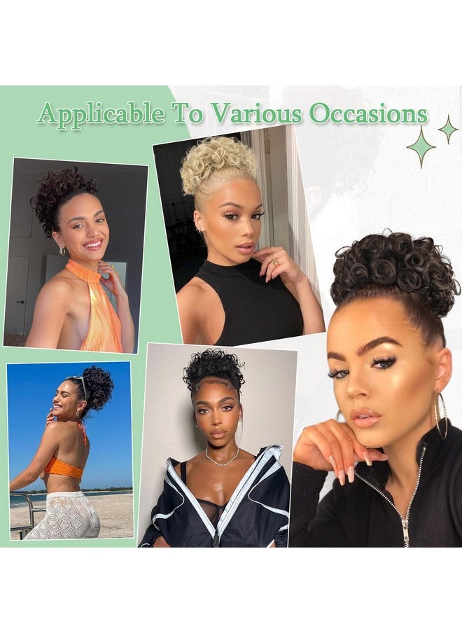 KRSI - Rsi 2 Hair Buns Hair Piece Clip In Hair Bun Extension Fake Bun Hair Pieces For Women Natural Black Messy Bun Hair Clip On Ponytails Drawstring Ponytail For Black Women Large Messy Curly Bun Wig - Image 1