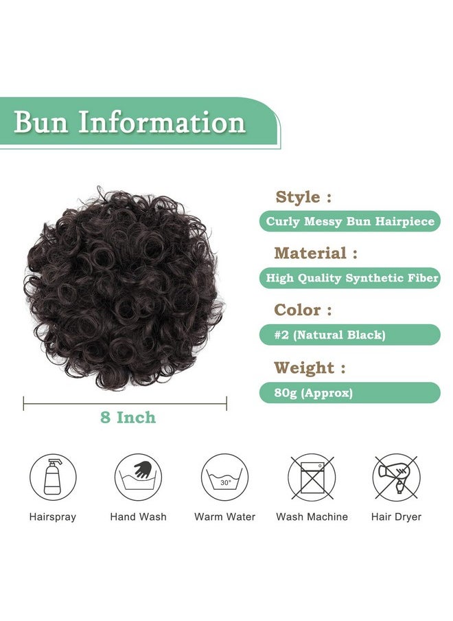 KRSI - Rsi 2 Hair Buns Hair Piece Clip In Hair Bun Extension Fake Bun Hair Pieces For Women Natural Black Messy Bun Hair Clip On Ponytails Drawstring Ponytail For Black Women Large Messy Curly Bun Wig - Image 1