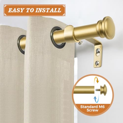 TONIAL Corner Curtain Rods, 32-86 Inch Center Rod for window, 20-82 Inch Side Rod for windows 3/4 Inch Decorative Drapery Rods with Small Cap Finial, Gold - Image 5