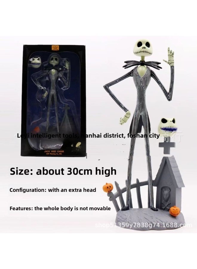 Loquat Night Horror Skull Horror Jack Hand-made Boxed Decoration Car Model Decoration Toy Doll-Color:Shaking Head Jack 18cm - Image 2