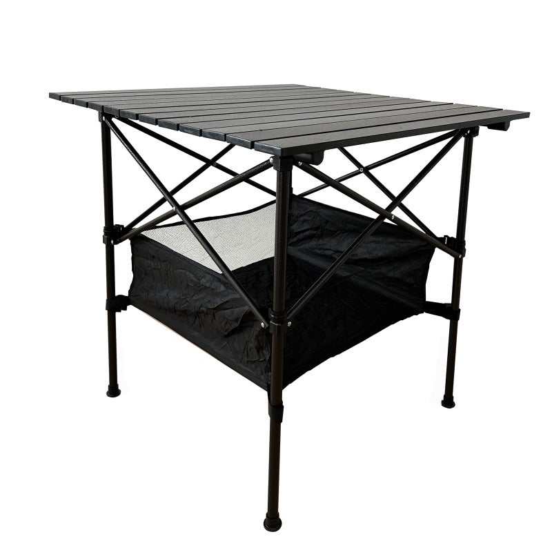LEADALLWAY Folding Camping Table with Large Storage and Carrying Bags28x28x28inchs