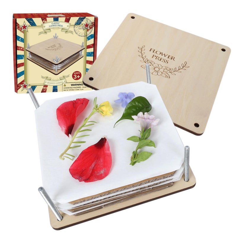 GOTHINK Flower Press Kit 6 Layers 6 x 6 Inches Easy to Use DIY Dried and Preserved Flowers and Leaves Plants Art Crafts Wooden Flower Pressing Kit for Adults and Kids - Image 2