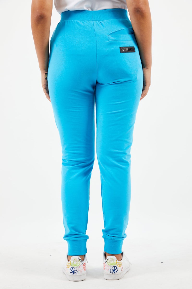 PHILIPP PLEIN Plein Sport Women Sportswear Fit Brand Logo Training Pants, Light Blue - Image 4