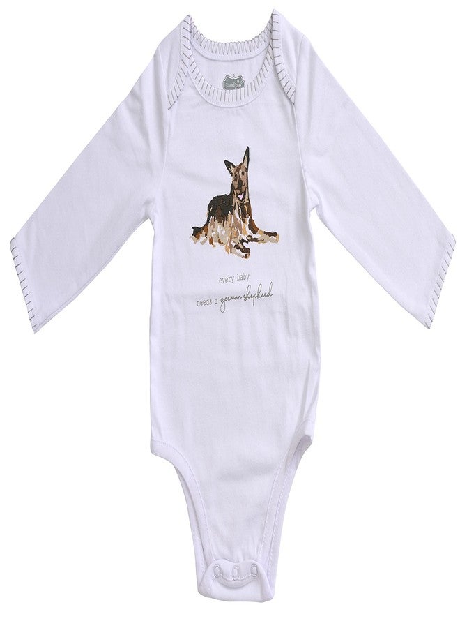 MUD PIE Baby Dog Breed Bodysuit and Bib Set, German Shepherd, 0-6 Months - Image 2