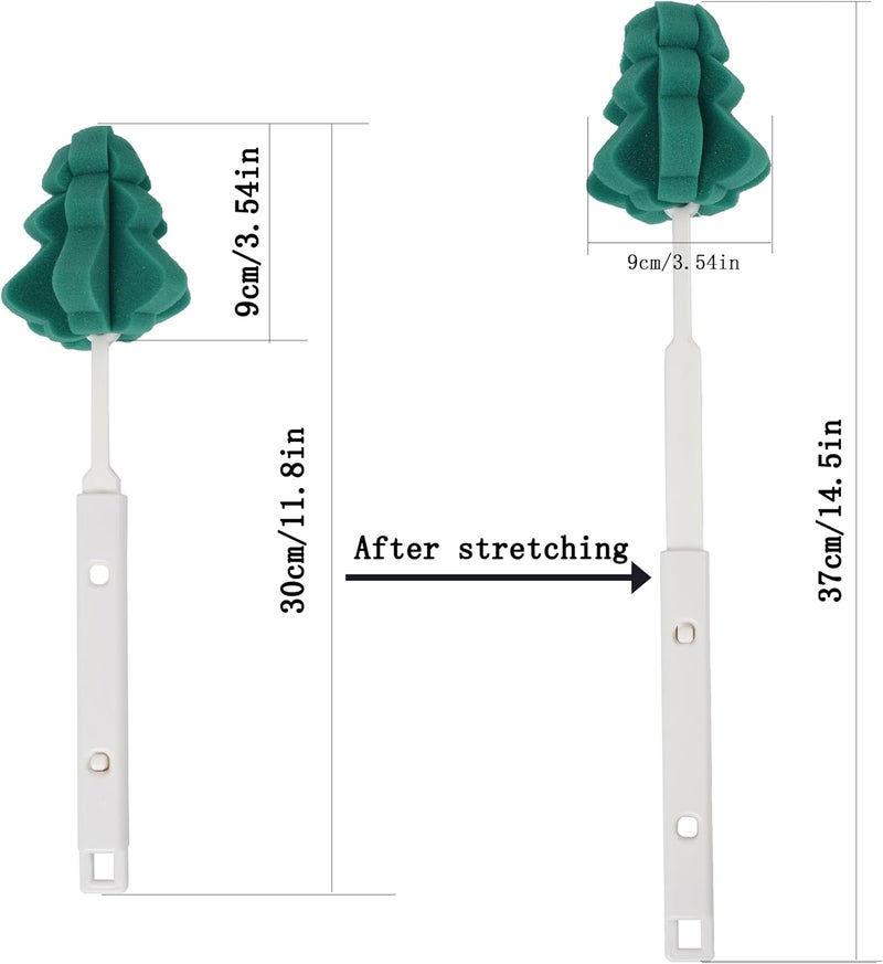 Foshine Bottle Soft Brushs Sponge Bottle Brushes Cleaning Brushs Set with Adjustable Handles 2 Pieces for Wine Glasses and Bottles 2 Pcs Traceless Hook - Image 3