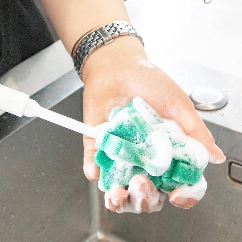 Foshine Bottle Soft Brushs Sponge Bottle Brushes Cleaning Brushs Set with Adjustable Handles 2 Pieces for Wine Glasses and Bottles 2 Pcs Traceless Hook - Image 4