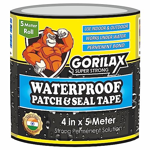 Gorilax Super Strong Waterproof Leakage Repair Tape, Adhesive Sealant Tape, Water Leakage Permanent Solution For Roof Leak, surface Crack, Window Sill Gap, Boat Sealing, Tank Leak (4 in x 5 meter) - Image 1