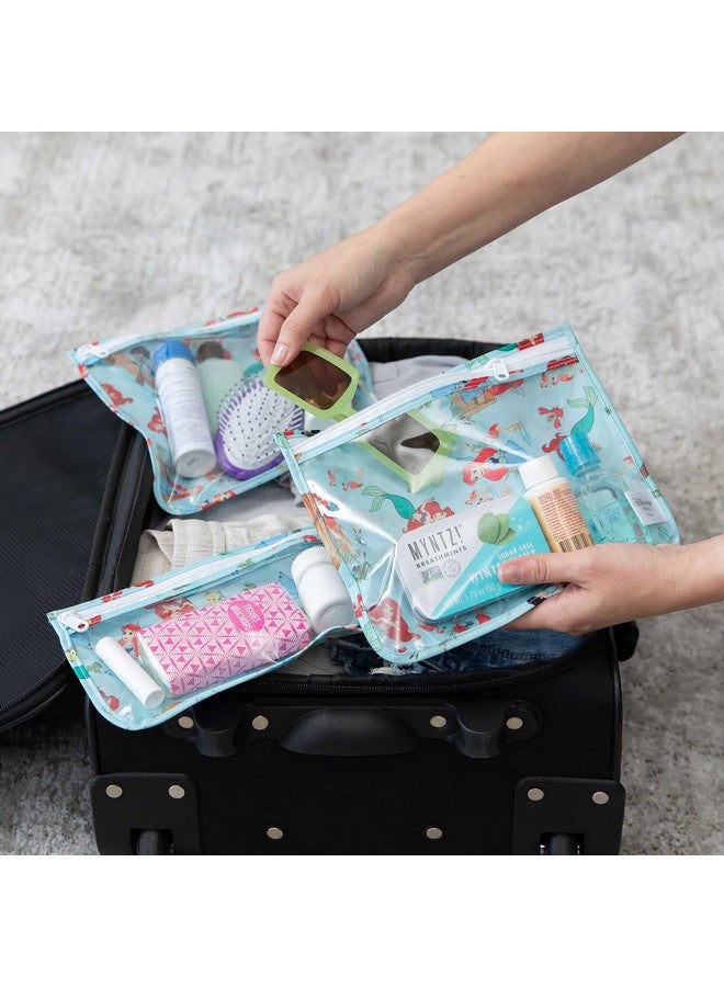 BUMKiNs Bumkins Disney Ariel Waterproof Wet Bag and Packing Pouches, TSA Airline Compliant, Pack for Baby, Travel, Swim Suit, Cloth Diapers, Pump Parts, Pool, Gym Clothes, Toiletry, Daycare, Zip Bag, 4-pc  - Image 2