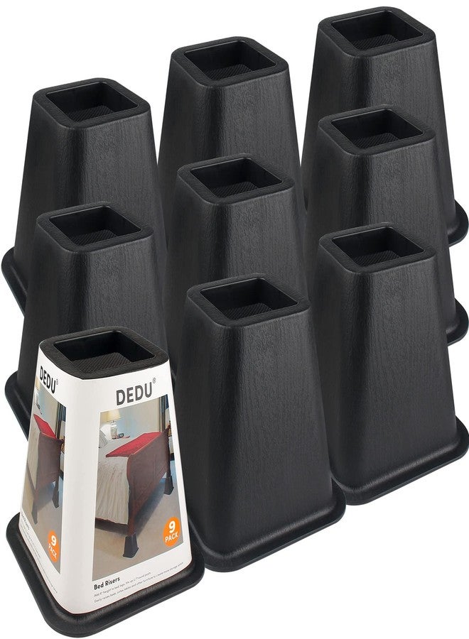 DEDU Bed Risers 6 Inch Heavy Duty 9 Pack, Furniture Risers for Sofas Oversized, Bed Furniture Risers with Non-Slip Pad Supports Up to 2200 Lbs for Bed, Couch, Desk, Chair (Black) - Image 1