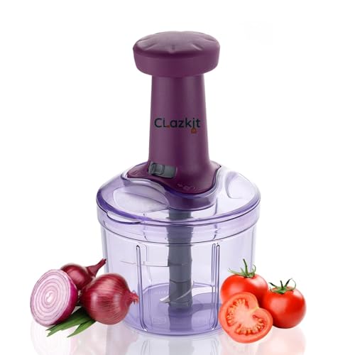 Clazkit Kitchenware Easy Working Push Hand Press Vegetable and Fruit Chopper/Cutter/Grinder/Slicer-900ml-Color May Vary - Image 1