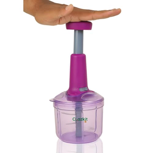 Clazkit Kitchenware Easy Working Push Hand Press Vegetable and Fruit Chopper/Cutter/Grinder/Slicer-900ml-Color May Vary - Image 3