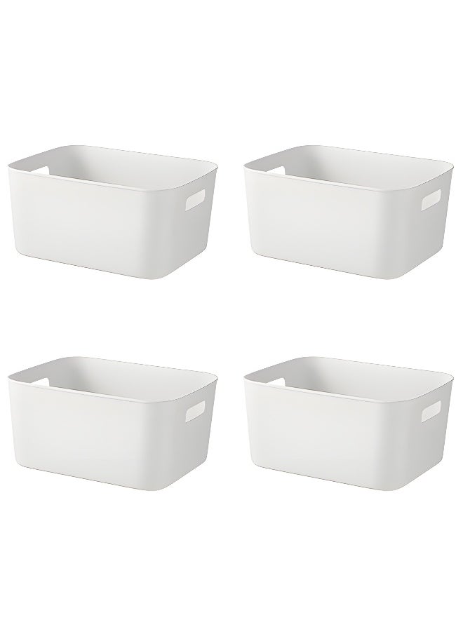 AL RAID 4 Pack - White Box Pantry Cupboard Storage Organizer Basket Bin (Middle)  - Image 1
