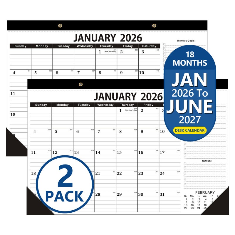 OLUPAND Desk Calendar 2026,January 2026 to June 2027,2026 Desk Calendar- 12x17",Calendar 2026-2027 as Office Calendar,Teacher 2026 Calendar (2 PACK) - Image 1