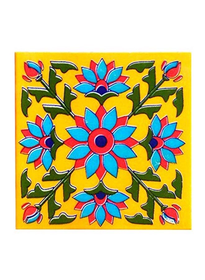 Shiv Kripa Blue Pottery Home Decorative Ceramic Tiles Backsplash Mural Panel for Kitchen Washroom Mosaic 4 x 4 Inch Pack of 6 (Multi) - Image 4