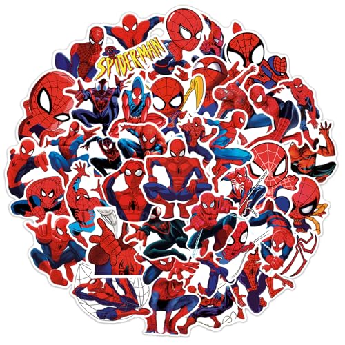 RUBANG 50pcs Spiderman Stickers for Water Bottle Cool SuperHero Movie Waterproof Vinyl Decal for Kids Teen Adult Laptop Skateboard Phone Travel Case Bike Guitar Computer - Image 1