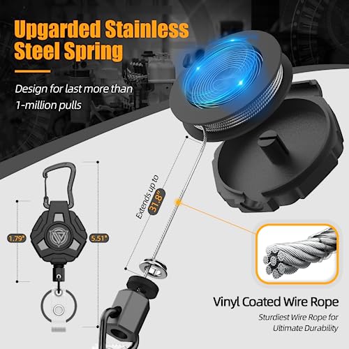 Oaridey Retractable Badge Holders, Heavy Duty Retractable Keychain with Tactical ID Card Holder (Holds 6 Cards) - 31.5” Badge Reel Key Chain - Image 5