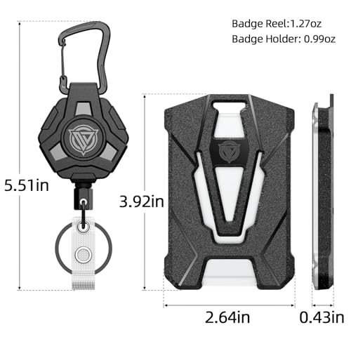 Oaridey Retractable Badge Holders, Heavy Duty Retractable Keychain with Tactical ID Card Holder (Holds 6 Cards) - 31.5” Badge Reel Key Chain - Image 2