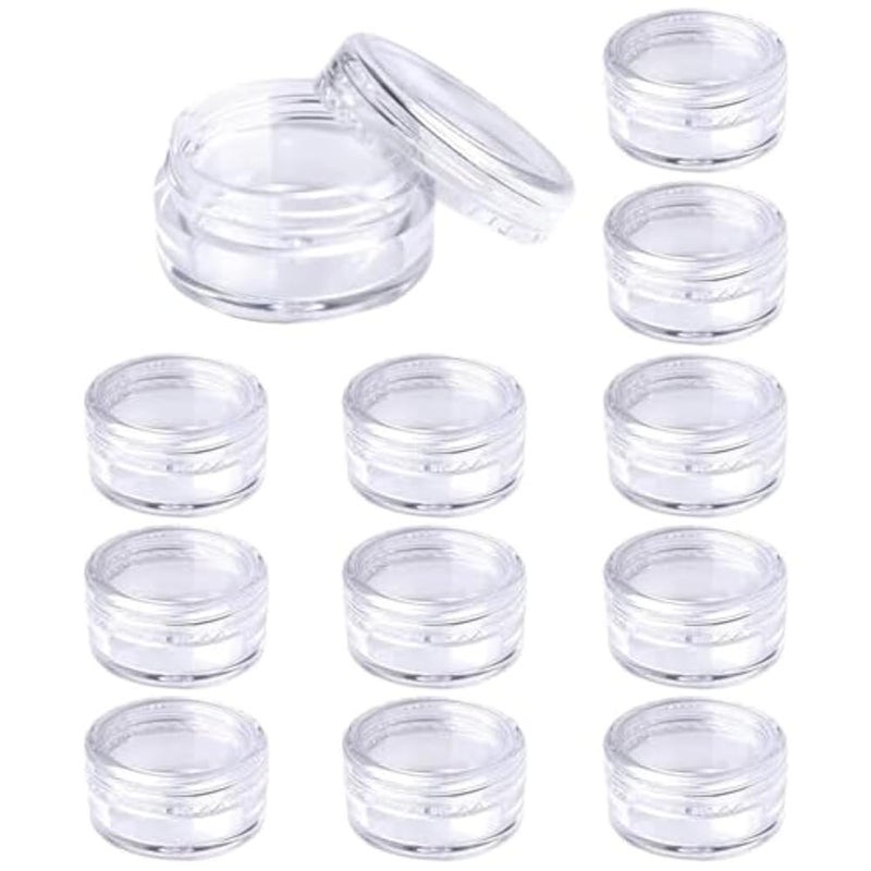 12 Pieces Empty Plastic Cosmetic Jars Travel Sample Jars Small Round Cosmetic Containers for Cream Lip Balm Sample (5g/5ml), Clear - Image 1